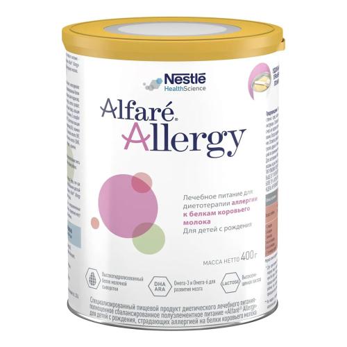 Сухая полуэлементная  питательная смесь с олигосахаридами 400г.Alfare Allergy