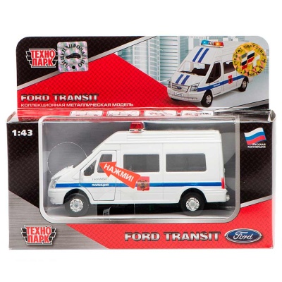 Металлическая инерционная машинка Ford Transit Полиция Технопарк SB-13-02-2 3