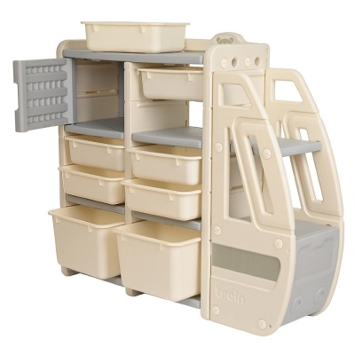 Стеллаж для игрушек с ящиками Pituso Экспресс YYT877-grey Серый-бежевый 04