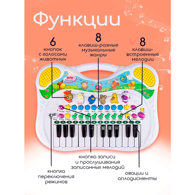 Музыкальная игрушка детское пианино Рыжий кот Y1924053 2