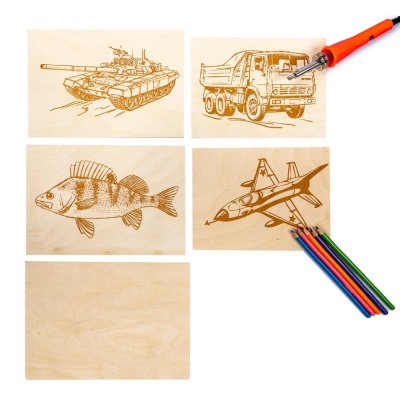 Набор досок 5 шт для выжигания Подарок своими руками папе, дедушке, брату, другу Десятое Королевство