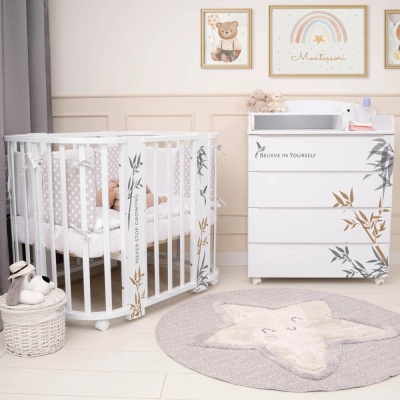 Комод с узким пеленальным столиком Indigo Green Line Бамбук