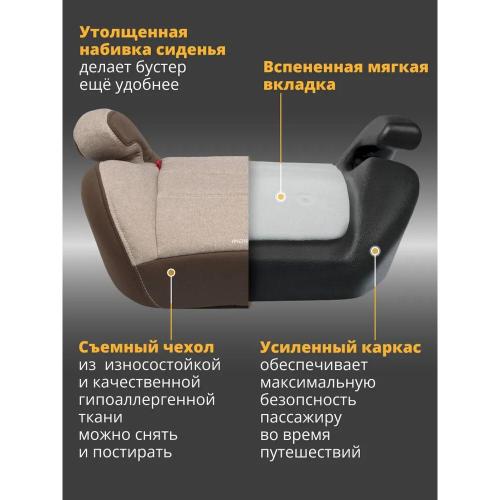 Автокресло-бустер Aibao Indigo Cross YB803A бежевый-коричневый фото 9