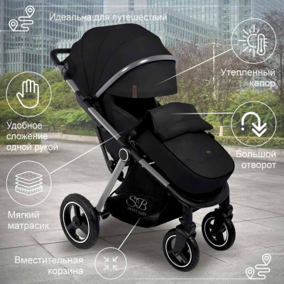 Коляска прогулочная Suburban Compatto Air Silver Black Sweet Baby