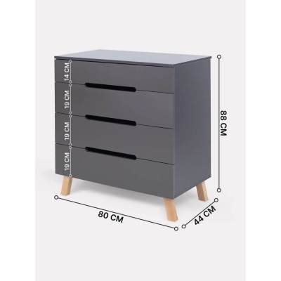 Комод пеленальный с органайзером Rant Indy Pro 800/4 Moon Grey 03