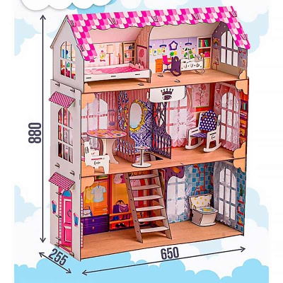Кукольный домик трёхэтажный с мебелью Наша игрушка Дф0006 3
