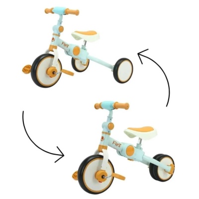 Беговел-велосипед с ручкой Bubago Flint BG-FP-109-5 песочный-голубой