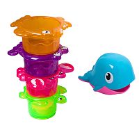 Набор игрушек для купания Стаканчики с лейкой-китом Bondibon Y18762030