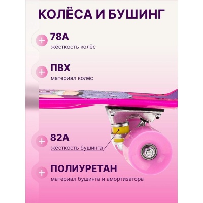 Скейтборд-пенниборд U-Turn СКБ-3338 розовый 04