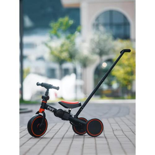 Беговел-велосипед с ручкой Bubago Flint BG-FP-109-7 чёрно-красный фото 18