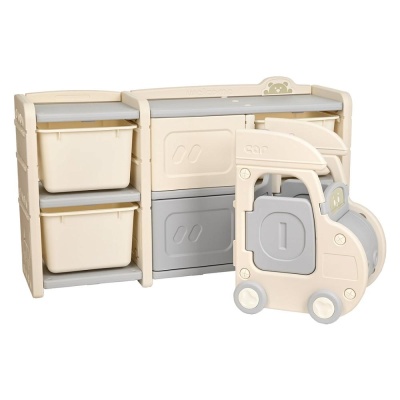 Стеллаж для игрушек с ящиками Pituso Машинка Max YYT876-grey Серый-бежевый 05