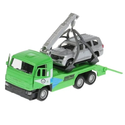 Машинка металлическая Камаз эвакуатор  с машиной Toyota Land Cruiser Технопарк SB-17-24-R-WB2