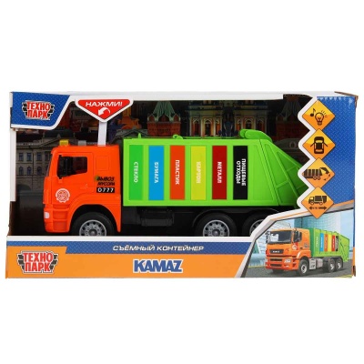Игрушка Мусоровоз Kamaz 30см Технопарк KAMGARB-30PL-OGGN 4