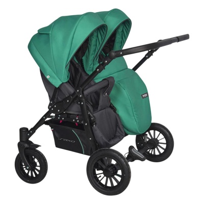 Коляска для двойни 2 в 1 Riko Basic Saxo 01 бирюзовый-чёрный 02