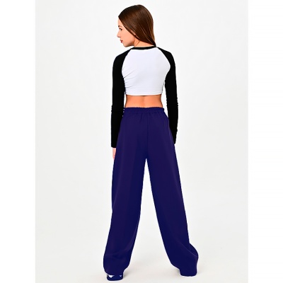 Брюки палаццо школьные для девочки Meerin 2581KG темно синие 4