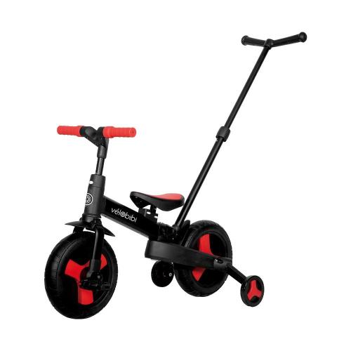 Велосипед-беговел с родительской ручкой Velobibi Орион ВЛ-2642 чёрно-красный