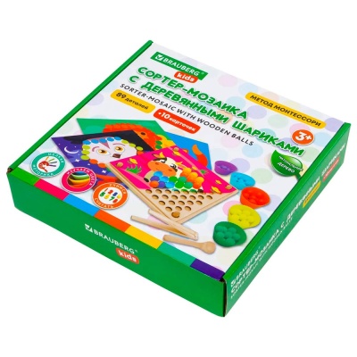 Сортер мозаика с деревянный шариками по методу Монтессори Brauberg 665247 5