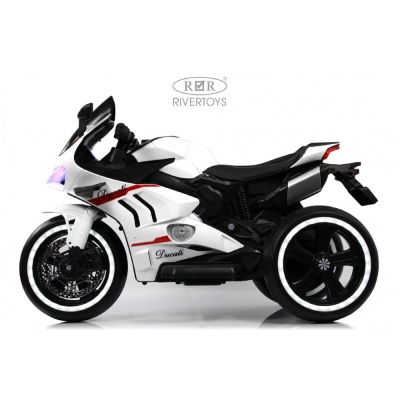 Детский электромотоцикл RiverToys М777БХ белый 03