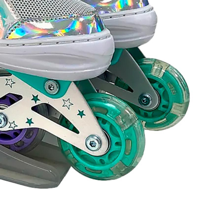 Ролики раздвижные размер 38-41 со светом Dvizhok 141V-672-3 мятно белые 3