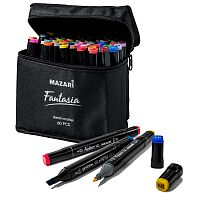 Маркеры для скетчинга двусторонние Fantasia 60 цветов пулевидные и клиновидные Mazari M-6072-60