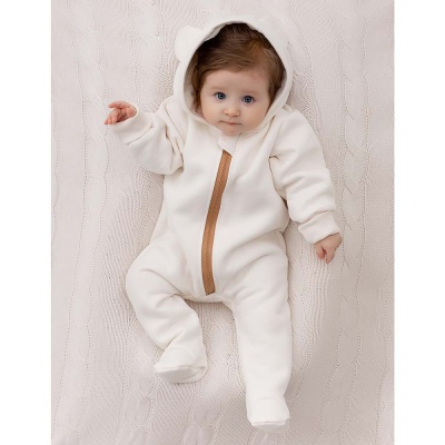 Комбинезон из футера с ушками Luxury Baby РП-140-16 молочный 2