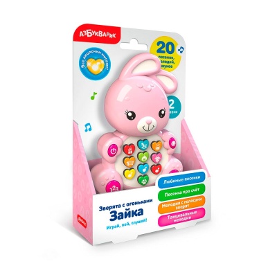 Развивающая музыкальная игрушка Зверята с огоньками Зайка Азбукварик 2348