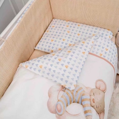 Комплект постельный Мышки на Облачке пододеяльник простыня наволочка Lappetti 3076 кофейный голубой