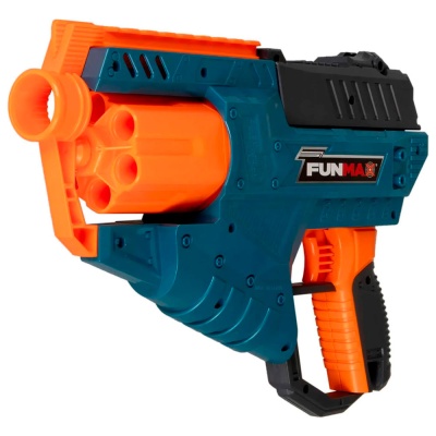 Бластер FunMax M21 механический барабанный 12 снарядов 1TOY Т24237 1