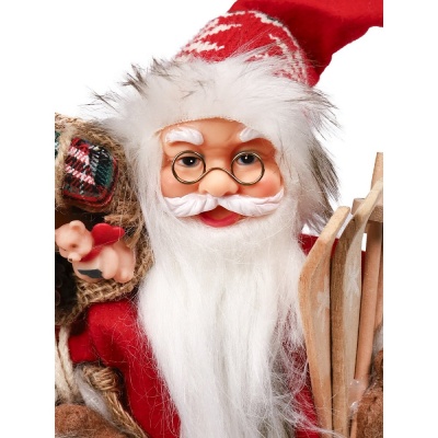 Сувенир Дед Мороз в красной шубе с лыжами 30 см Miland Т-9550