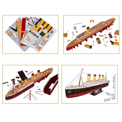 3D Пазл Титаник с LED-подсветкой 266 деталей CubicFun L521h 2