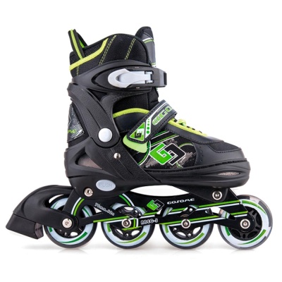 Ролики раздвижные размер М 34-37 Рыжий кот 7306BGM чёрно-зелёные 1