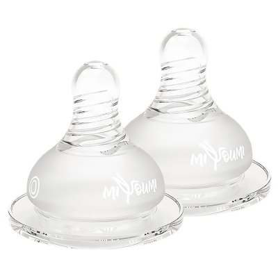 Соски для бутылочек медленный поток 2 штуки Miyoumi TEAT02/00m 1