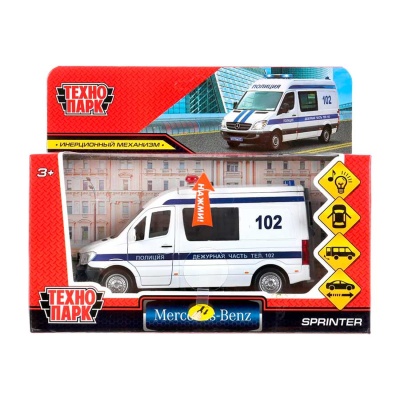 Машинка Mercedes-Benz Sprinter Полиция Технопарк SPRINTERVAN-14SLPOL-WH
