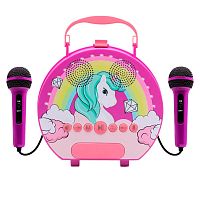 Детская караоке колонка с двумя микрофонами Единорог Shenzhen toys QYS-308-3
