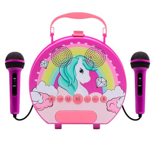 Детская караоке колонка с двумя микрофонами Единорог Shenzhen toys QYS-308-3