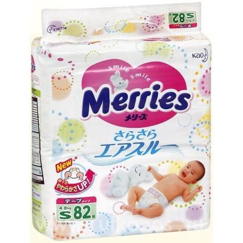 Подгузники (4-8 кг) Merries S 82 штук