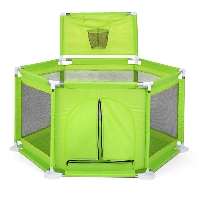 Манеж детский шестигранный с баскетбольным кольцом М9-3 зелёный 05