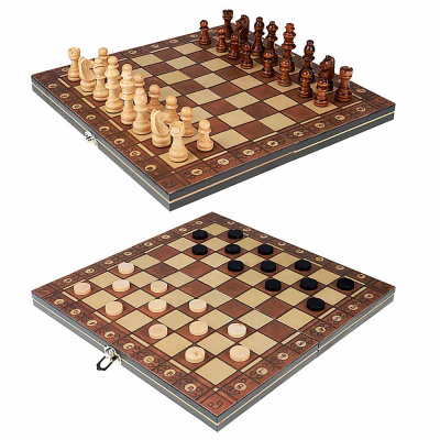 Шахматы Шашки Нарды деревянные 3в1 поле 29 см P00033