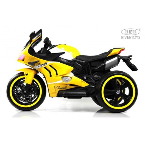 Детский электромотоцикл RiverToys М777БХ жёлтый фото 3