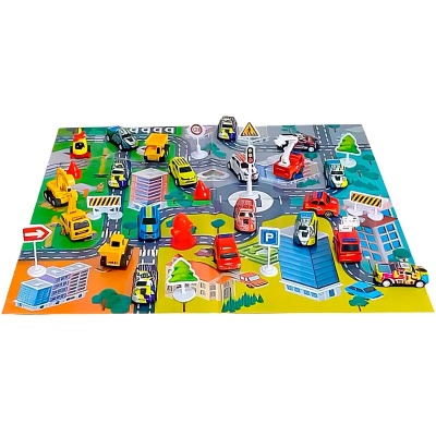 Адвент календарь Машинки и строительная техника с игровым ковриком Наша игрушка AV16401