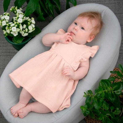 Летнее платье с крылышками для маленькой девочки Муслин KiDi 483(Мс)-27 розовый персик 2