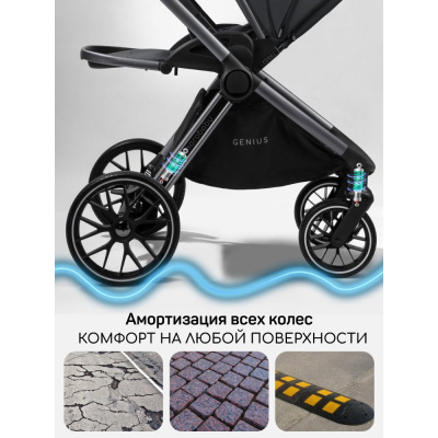 Коляска 2 в 1 Amarobaby Genius серый