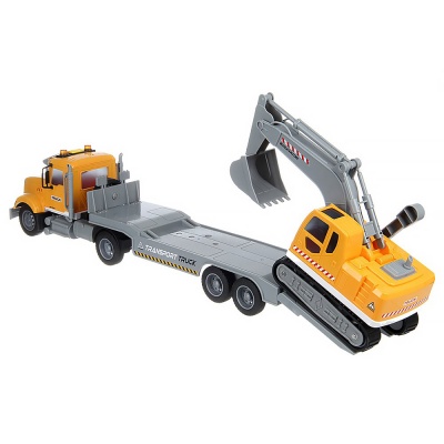 Автотрейлер с экскаватором инерционный свет звук Veld Co 135122 11