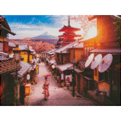 Алмазная мозаика Улочки Киото 30х40 см полное заполнение Рыжий кот НД-0347 2