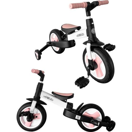 Велосипед-беговел с родительской ручкой Velobibi Орион ВЛ-2645 бело-розовый фото 4