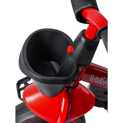 Велосипед трёхколесный с ручкой Плутон для малышей Рыжий кот ВЛ-0615 красный 5