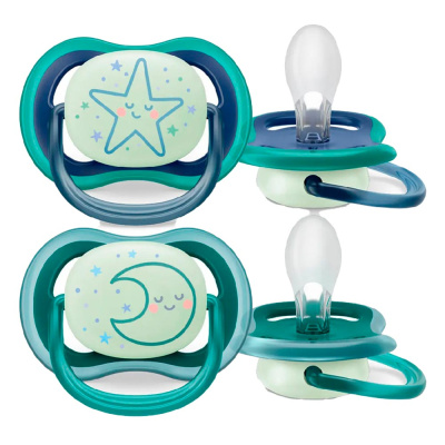 Пустышка Avent Ultra air night с футляром 6-18 месяцев 2 штуки светящаяся Avent SCF376/13 1