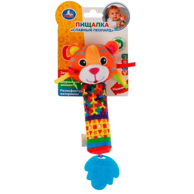 Игрушка-погремушка с пищалкой Славный леопард Умка RS-LEO
