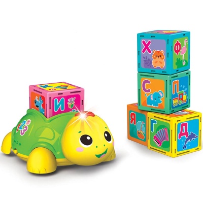 Азбука музыкальные кубики с Черепашкой Азбукварик жёлтая