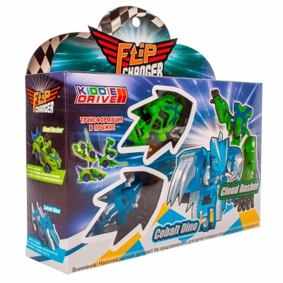Набор Машинки трансформеры Cloud Dasher и Cobalt Dino Flip Changer KiddiePlay 106010 4